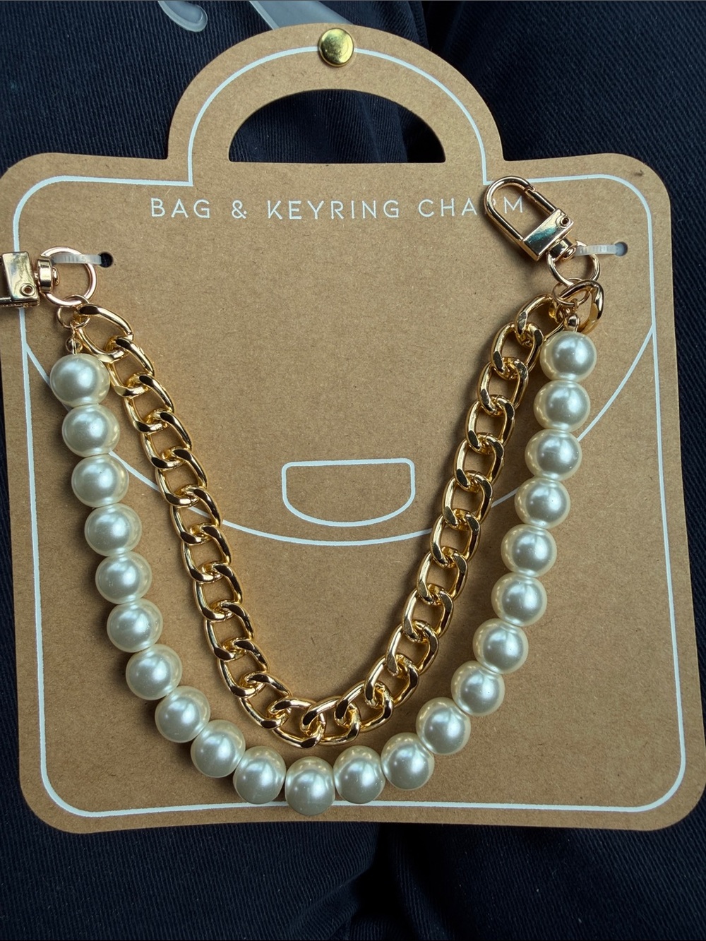 Gold Chain and Pearl Bag & Keyring Charm